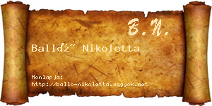 Balló Nikoletta névjegykártya